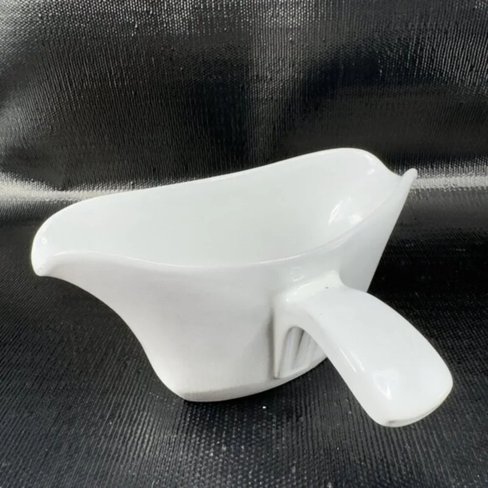 Vintage Frankoma‎ Double Sided Gravy Boat White Pottery Stoneware Container VTG
